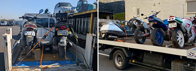 放置バイクの撤去作業の様子